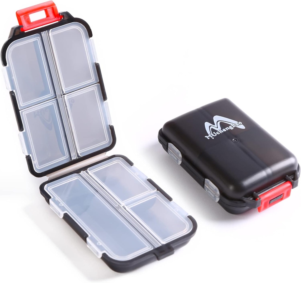 2PS Haftalık Pill Organizer Küçük Katliamı Kutu 7 Gün Domuz Özgür Günlük Pill Konteyner Katlanabilir Seyahat Pill Case with Lock Pillrec, Medicine Organizer for Purse Pocket to Store Vitamin Etc (Black)