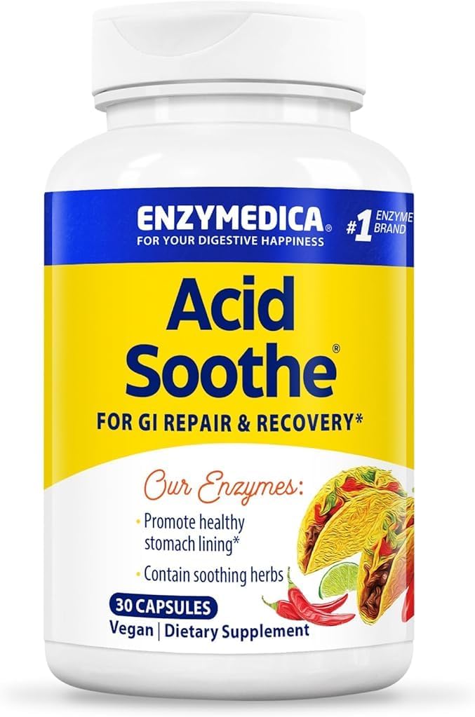 Enzymedica, Acid Soothe, Υποστήριξη για την περιστασιακή Heartburn, 3-σε-1 Formula με Ένζυμα & Καταπραϋντικά Βότανα, 30 Count
