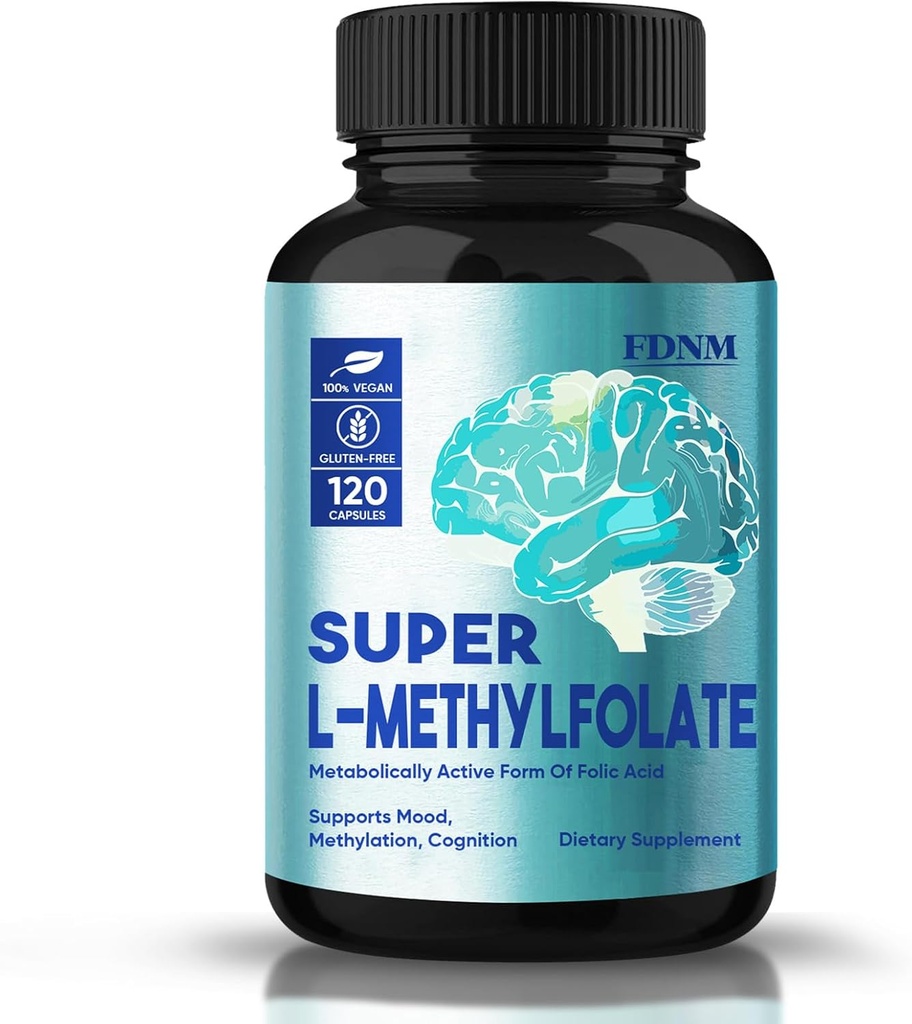 L Methylfolate 15mg, Profesyonel Güçlü Mefolate Supplement Support Mood, Nerve, Methylfolate Capsules, Non-GMO, Gluten-Free, 5-MTHF, 120 Capsules