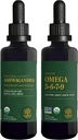 Global Healing Center Ashwagandha & Omega 3 6 7 9 Kit - Βοηθά με τη νευρικότητα, την υγεία του εγκεφάλου, την υγεία της καρδιάς, και την υγεία των ματιών