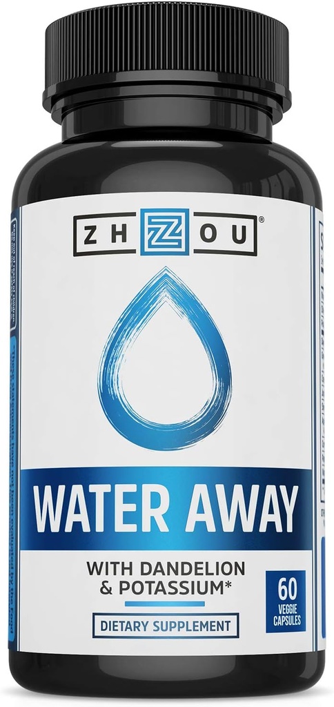 ZHOU Water Away Herbal Formula Sağlıklı Akış Denge için | Dandelion, Pyum, Green Tea & More | 60 Capsules