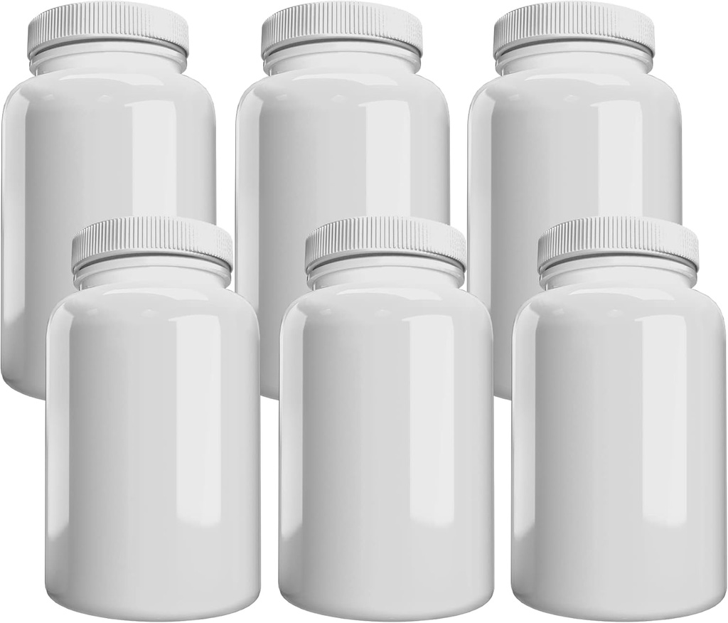 Şirket (6 Pack) Beyaz Pill Şişe Lid, Storage, Plastik Pill Konteyner, 150cc Kapasite Kapasitesi