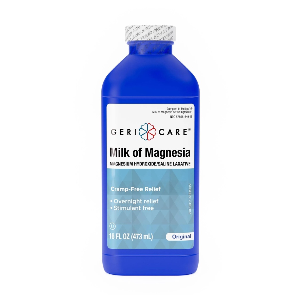 Magnezi'nin Sütunu Geri Döndü, Hydroxide 1200 mg / Gecelik Eklenme Yardımı| Cramp-Free Saline Laxative & Stool Softener| Antacid for Heartburn & Indigestion| Original Flavor| 16 Fl Oz