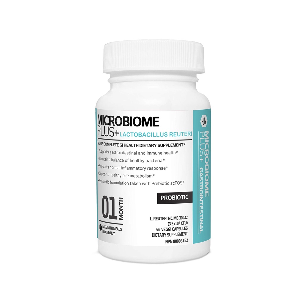 Microbiome Plus Gastrointestinal Probiyotiks L Reuteri NCIMB 30242 GI Digestive Supplements Capsule, Antivirüs Güvenli & Gluten Erkekler ve Kadınlar için Ücretsiz (1 Ay Supply)