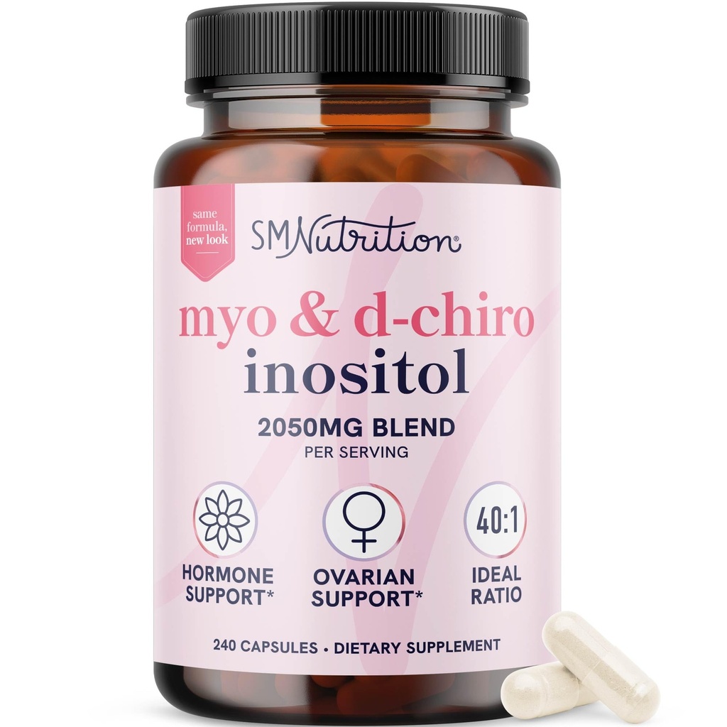 Myo-Inositol & D-Chiro Inositol for Hormon Balance for Women | Ideal 40:1 Oran | Menstrual Cycle and Ovarian Health Support Supplement | Myo 2000 mg & D Chiro 50mg with Vitamin B8 | 240 Count