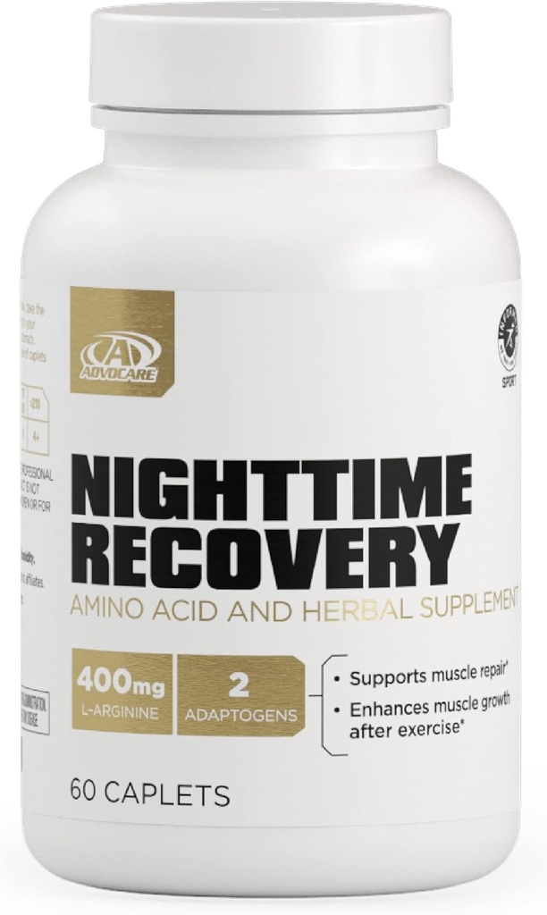 AdvoCare Nighttime Recovery Amino Acid & Herbal Supplement - Kas Recovery Supplement with Ashwagandha, L-Arginine, Magnezyum & More - 60 Caplets