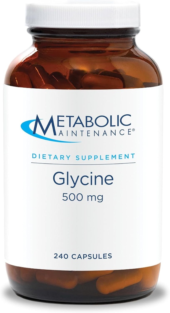Metabolic Bakım Glycine - Liver Support Supplement - Glycine Supplements for Brain Support, Detox and Joint Health - Pure 500 mg Amino Asit Supplement (240 Capsules)