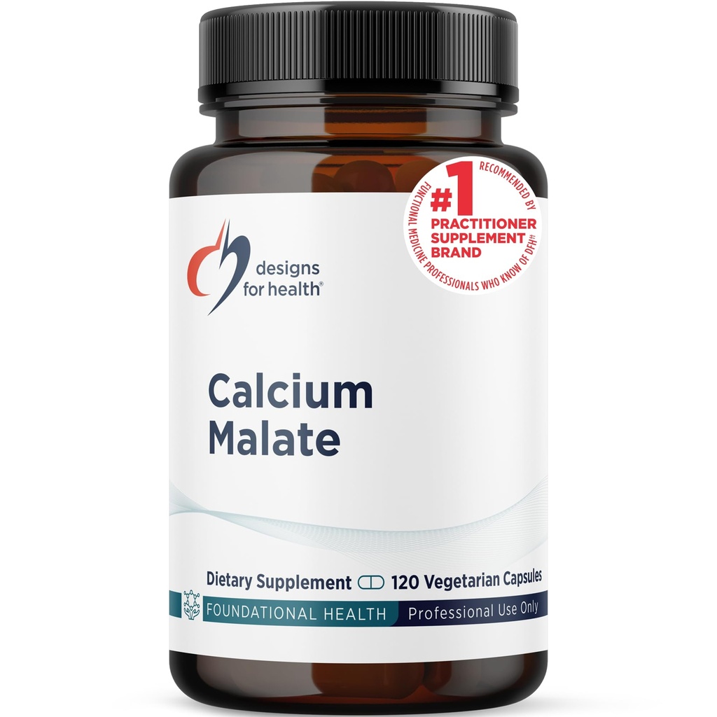 Healthuba Malate için tasarımlar - 500 mguba Malate Chelate + Vitamin D (D3) Kadın + Erkekler için Bone Support Supplement - Non-GMO (120 Capsules)