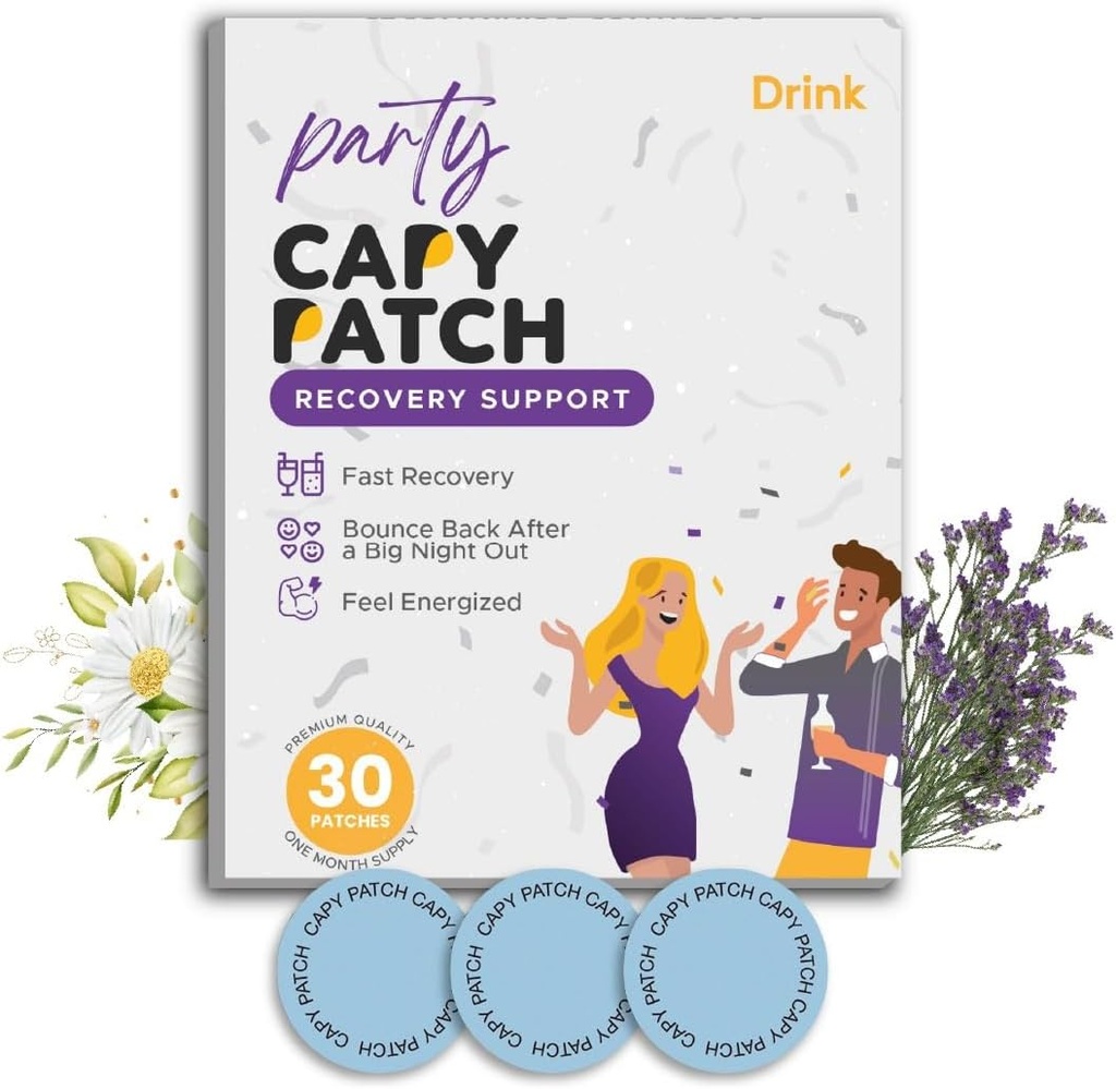 Parti Capy Patch Recoveryes (30-Pack)|Doğal Patch with B12, C & Green Tea | Büyük Bir Geceden Sonra Enerjilendirildi - Unforgettable Nights & Productive Mornings