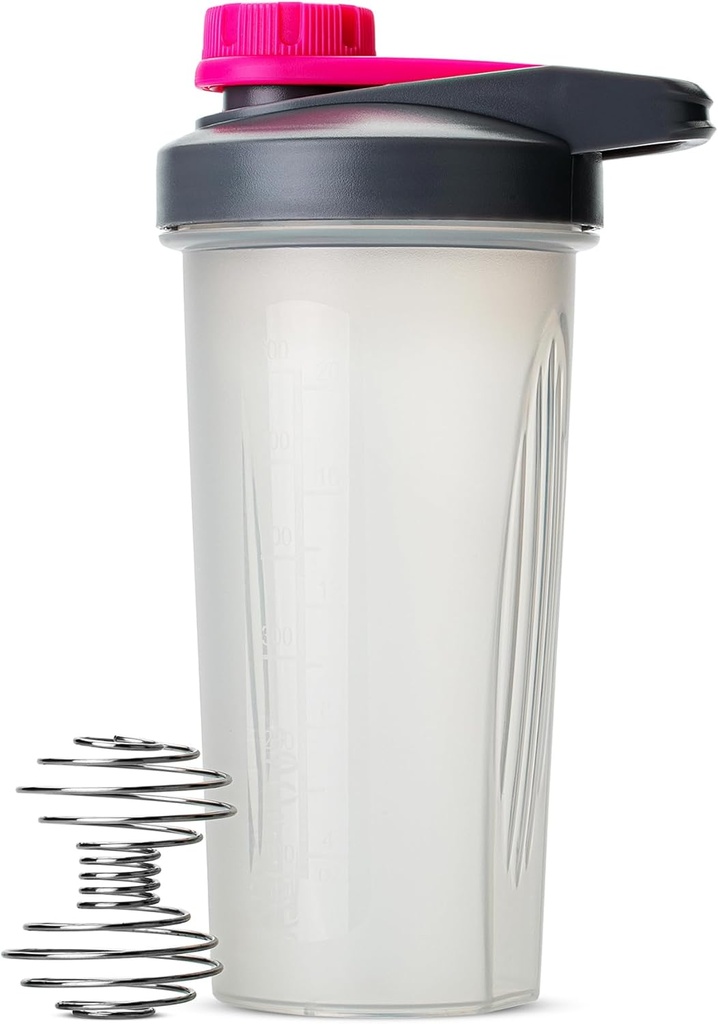 Mr. Pen Shaker Bottles for Protein Mixes - 28 oz, Gray & Pink Protein Shaker with Wire Whisk Ball
