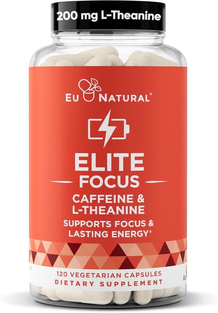L-Theanine ile Elit Caffeine Pills – Jitter-Free Focused Energy Supplements – Clean & Natural Nootropic Stack for Smart Cognitive Performance – 120 Soft Capsules