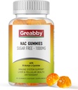 NAC Gummies Sugar Free, N Acetyl Cysteine NAC Supplement 1000 mg for Antioksis, Lung & Liver Health, Immune Support, Vegan Orange Flavor,60ctyl