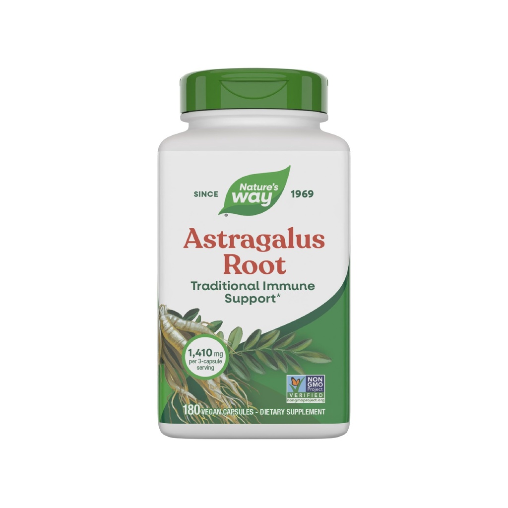Nature's Way Astragalus Root, Traditional Immune Support*, 3Capsule başına 1.410 mg, Non-GMO Projesi Doğrulanmış, Vegan 180 Capsules (Package May Vary)