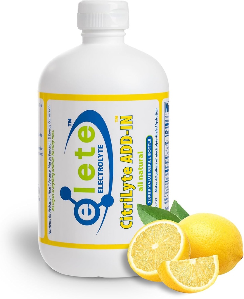 CitriLyte Electrolyte Add-in Hydration Drops | sodyum Magnezyum Pium Trace Minerals | Slight Lemon Flavor | Muscle Cramp Relief | Any Drink into a Sports Drink, 18.6oz Refill Boyut
