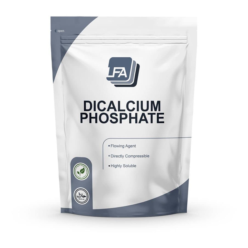 Dicalcium Phosphate Dihidrat DCPD Toz - 1 kg (2.2 lb) - Tablet & Capsule Flowing Agent - Gıda Anti-Caking Agent & Supplement Filler