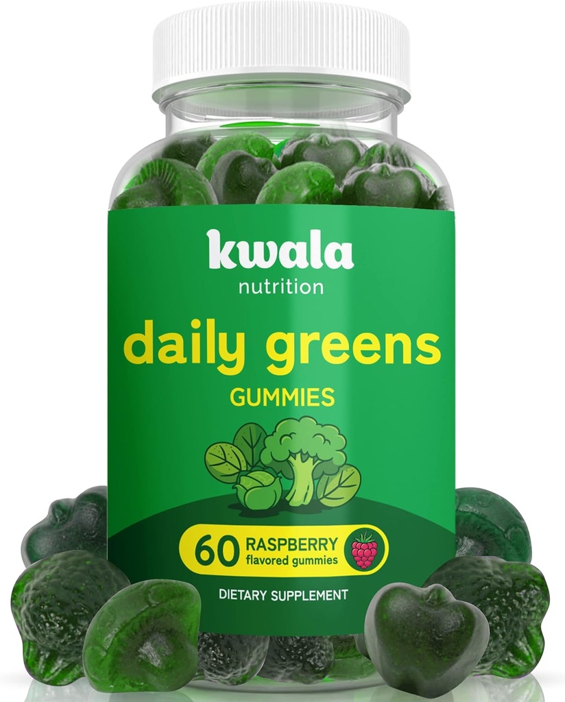 Daily Super Greens Gummies to Boost Energy | with Moringa, Spirulina, Chlorella, Veggies & More | Adds 8 Blends | for Women and Men | Vegan, Non-GMO Supplement | 60 Count