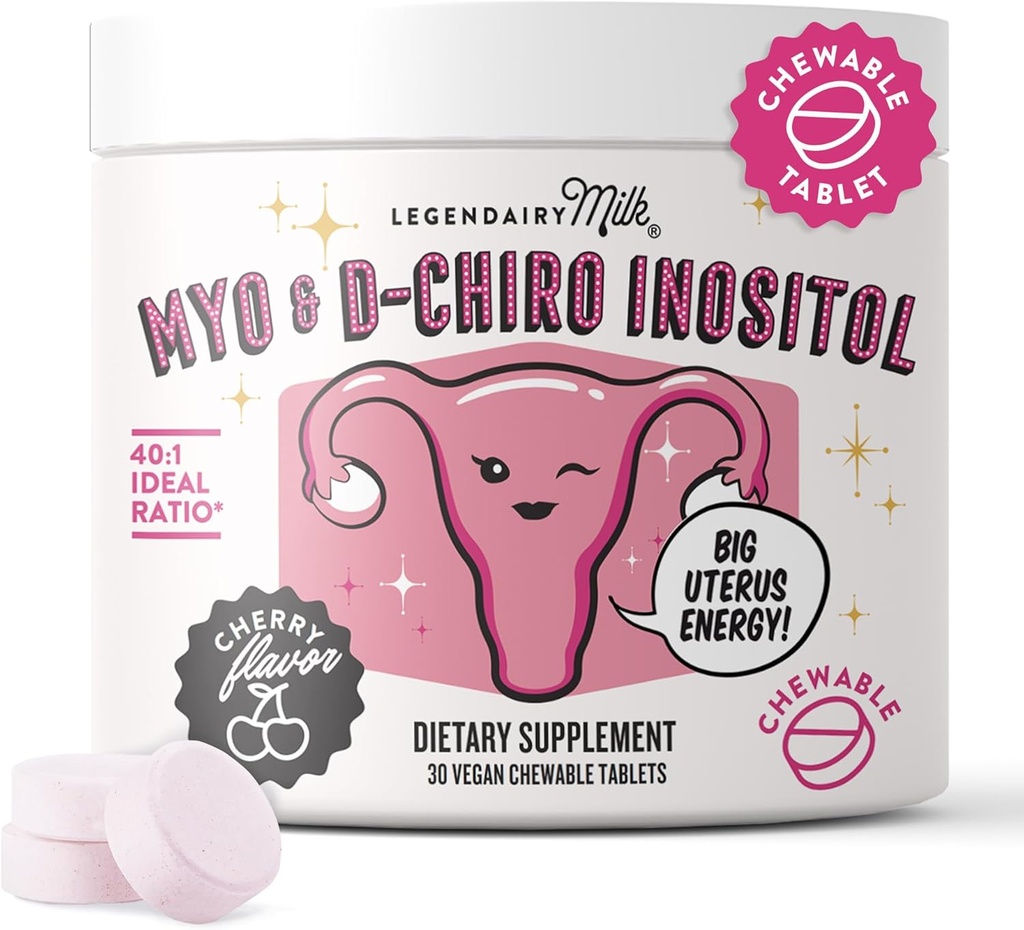 Legendairy Milk Pure Inositol Chewable Tabletler - Myo-Inositol & D-Chiro Supplement for Hormonal Balance & Ferttitude Support - Ideal 40:1