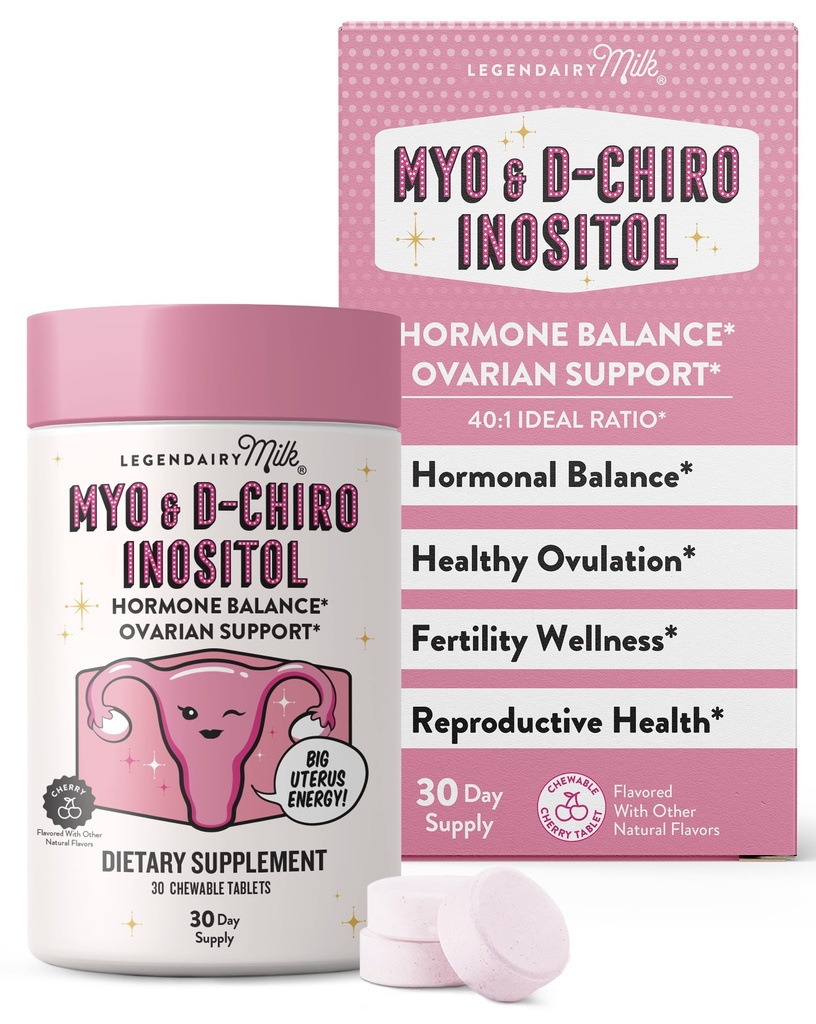 Legendairy Milk Pure Inositol Chewable Tabletler - Myo-Inositol & D-Chiro Supplement for Hormonal Balance & Ferttitude Support - Ideal 40:1