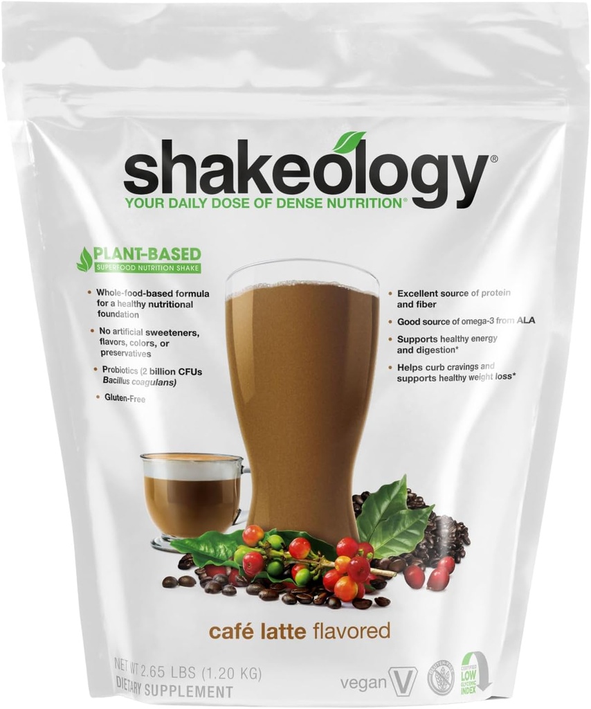 Shakeology Plant Based Protein Powder Blend – Χωρίς γλουτένη Ανακινήστε με Βιταμίνες και Ορυκτά – Βοηθά στην υποστήριξη απώλειας βάρους, Lean Muscle, Gut Health – Cafe Latte, 30 Υπηρεσίες