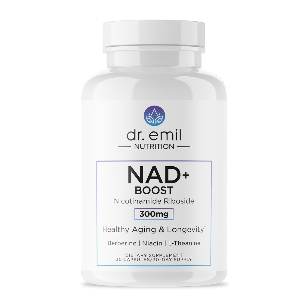 DR. EMIL NUTRITION NAD+ Boost - Nicotinamid Riboside Supplement for Longevity, Sağlıklı Aging & Cellular Regeneration - NAD Supplement with Berberine, L-Theanine & Niacin - 30 Günlük Supply
