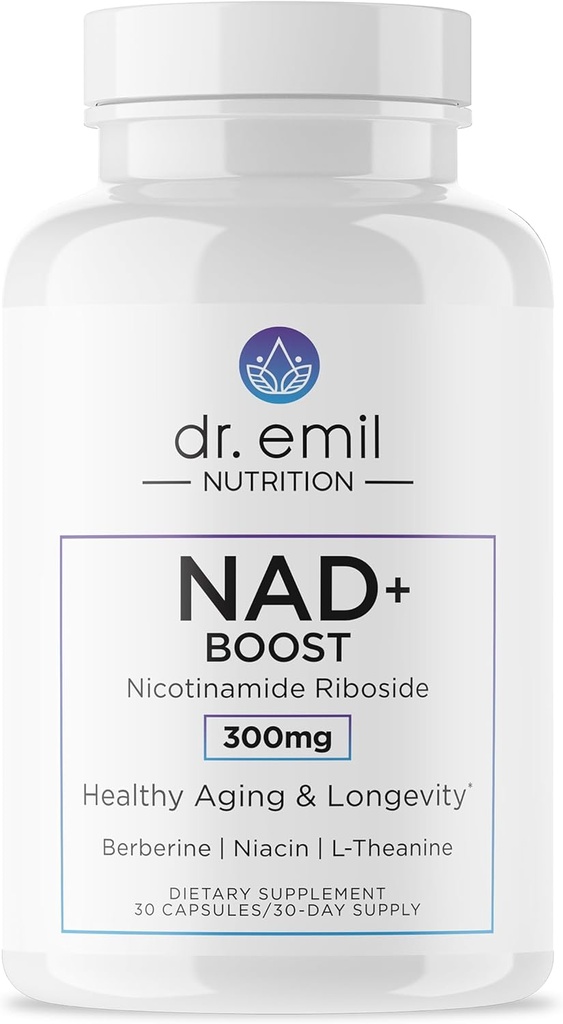 DR. EMIL NUTRITION NAD+ Boost - Nicotinamide Riboside Supplement for Longevity, Healthy Aging & Cellular Regeneration - NAD Supplement with with Berberine, L-Theanine & Niacin - 30-Day Supply