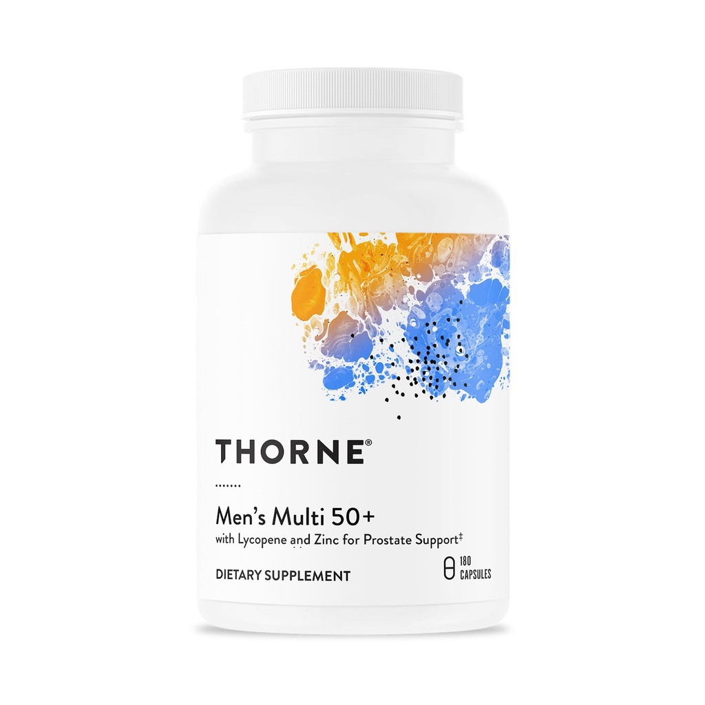 THORNE - Erkeklerin Çok 50+ - A, B6, B12, C, D, E, çinko & More - Support Heart, Brain, Prostate, Muscle & Immune Health * - 180 Capsules