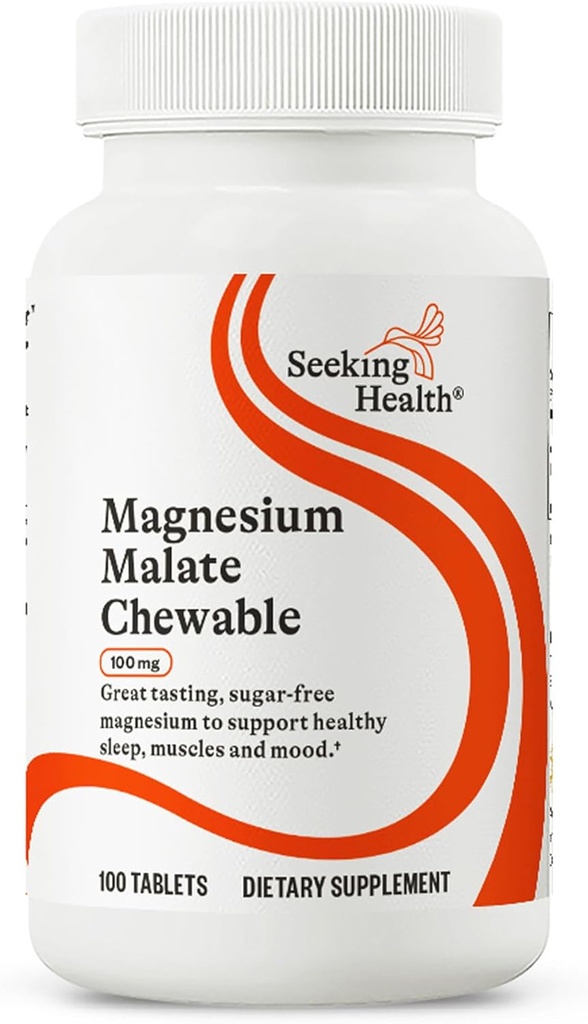 Sağlık Magnezyum Malate Chewable - Mineral Supplement Supports Energy, Muscle Function & Nerve Function - Dia with Dimagnesium Malate to Support Abors - 100 mg, 100 Chewable Tabletler