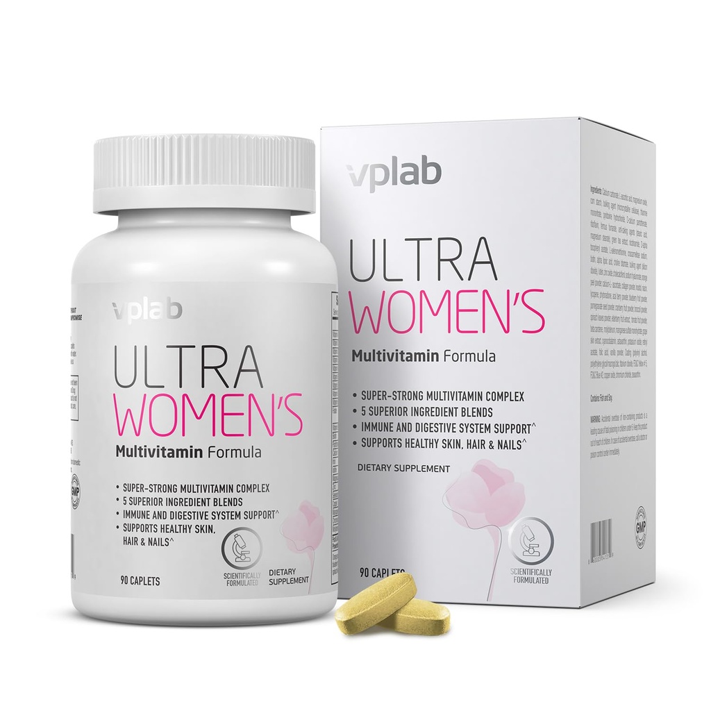 VPLab Ultra Women's Multivitamin Formula - Saç, Skin & Nails için Biotin, Iron, Vitamin B, D, C & çinko, Folate - Temel Günlük Vitaminler Kadınlar Sağlığı ve Wellness, 90 Caplets