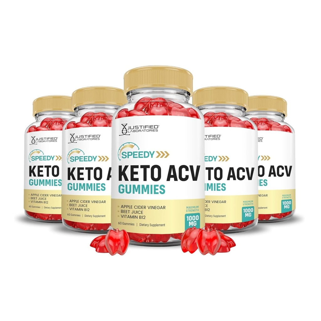 Justified Laboratories (5 Pack Speedy Keto ACV Gummies Advanced Formula 1000MG Speedy Chem Gummies Apple Cider Vinegar Formulated with Pomegranate Beet Juice B12 Vegan Non GMO 300 Gummys