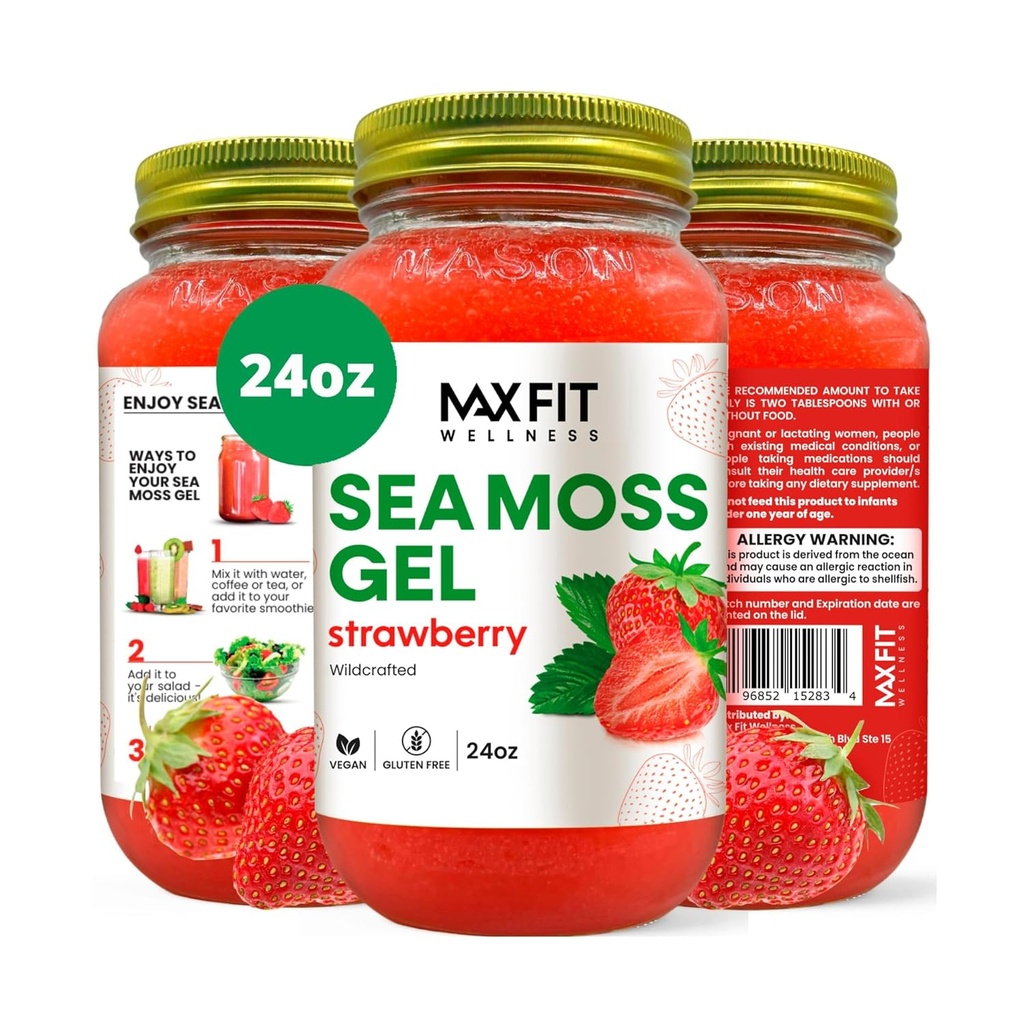 Sea Moss Gel Raw (12 Γεύσεις) 24oz Wildсrafted Gold Sea Moss Gel από την Αγία Λουκία 