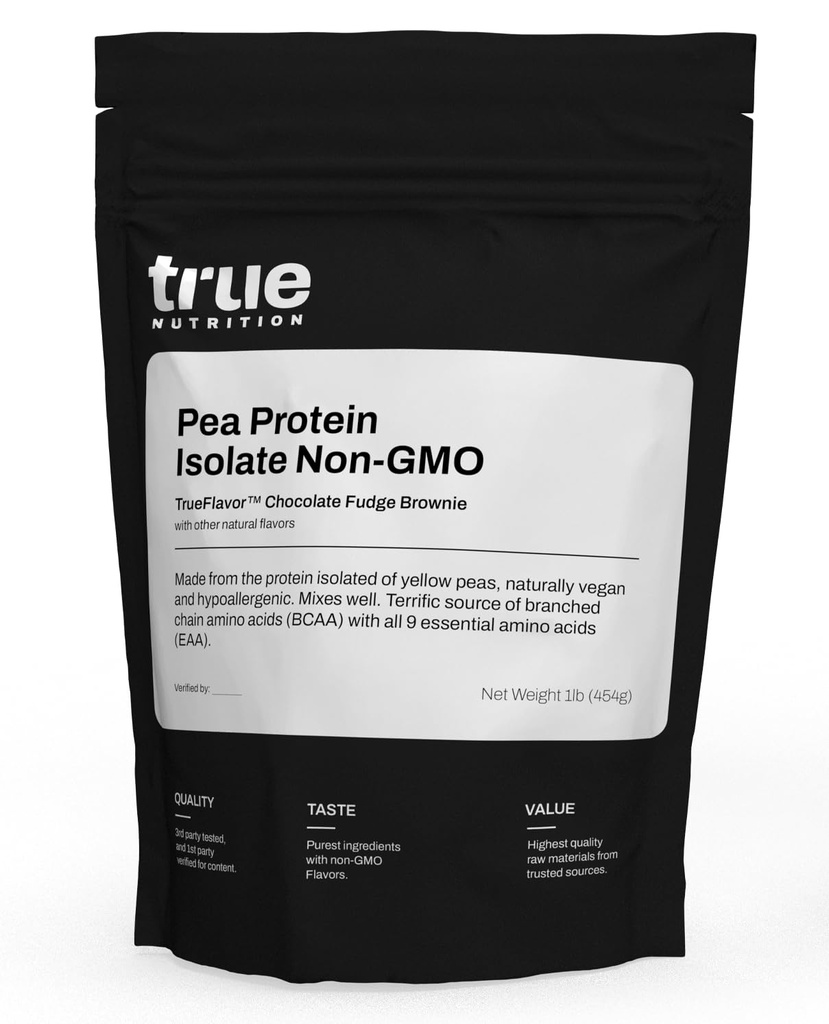 Gerçek Beslenme Pea Protein Toz Isolate - 25g Non-GMO Vegan Protein Tozu Hizmet başına - Low Carb, Low Fat, Yüksek Leucine - Gluten Free, Süt Free, Soy Free Chocolate - Fudge Brownie - 1LBB