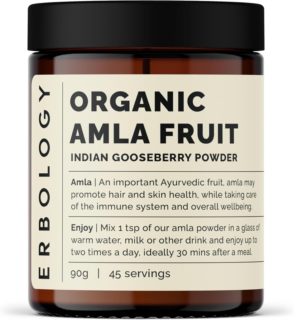 100% Organic Amla Powder 3.2 oz - 45 Servings - Indian Gooseberry - Immunity Support - Skin and Hair Regeneration - Rich in Vitamin C - Straight from Farm in India - Raw, Vegan and Gluten-Free