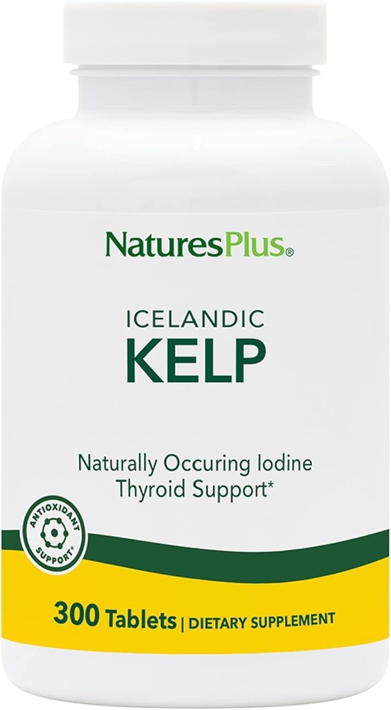 NaturesPlus IcelAndic Kelp - 150 mcg Iodine; 150 mg Kelp- 300 χορτοφαγικά δισκία - Φυσικό συμπλήρωμα ιωδίου - Χωρίς γλουτένη - 300 Σερβιέτες