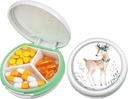 Serfeymi Small Pill Box - Purse Pocket için Portreatif Pill Box - Tıp için Uygun, Vitamin, Fish Oil, Supplements - White (Deer)