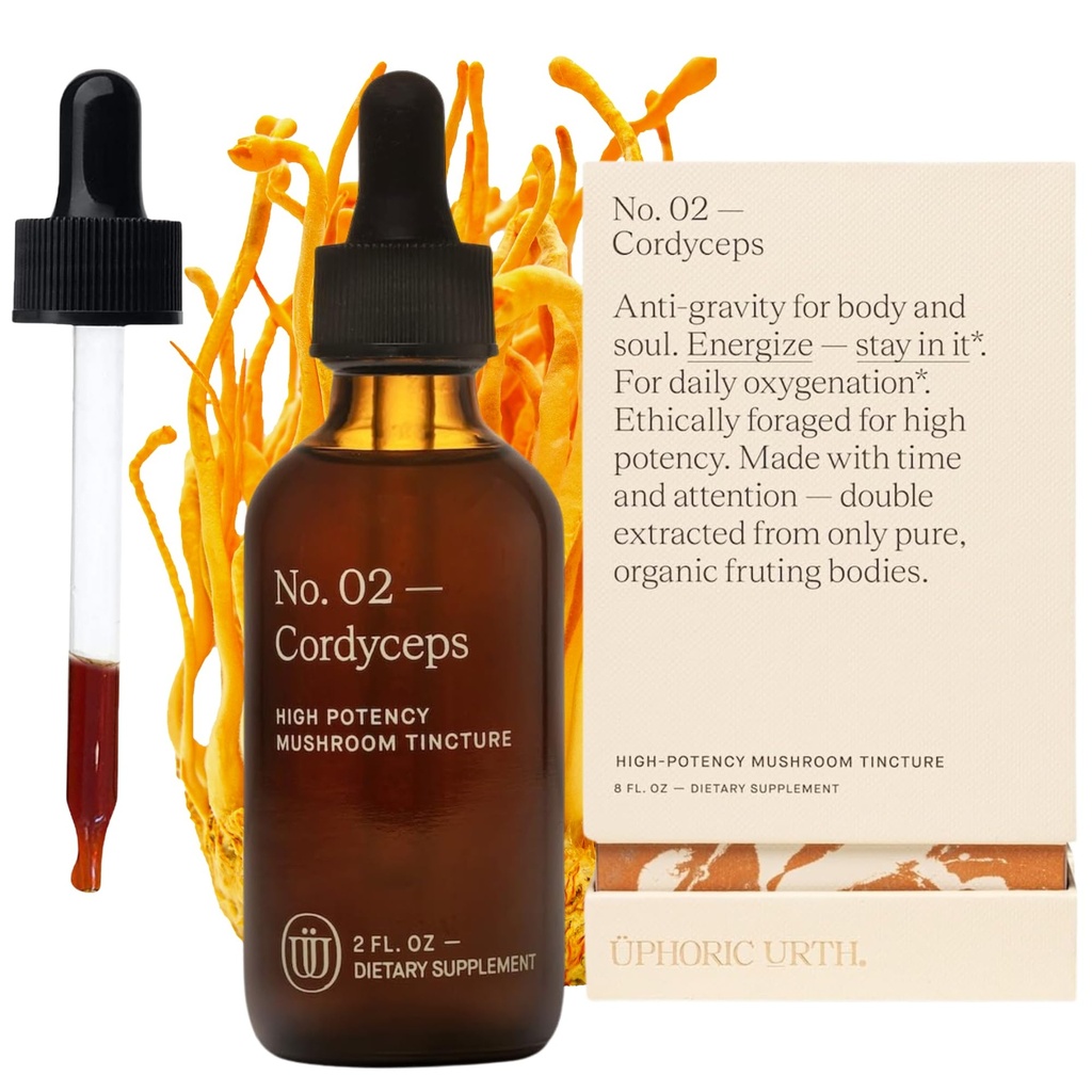 Cordyceps Mushroom Extract - Double Extracted Fruitbody Mushroom Tincture | Stamina, Endurance, Oksijen Uptake, Cardiya Function, Respiratory Health (60 Hizmet)
