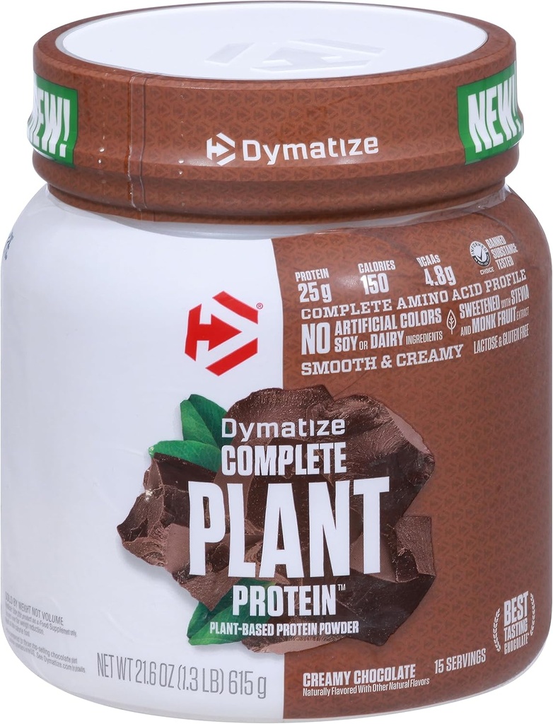 Dymatize Vegan πρωτεΐνη φυτών, κρεμώδη σοκολάτα, 25g πρωτεΐνη, 4,8g BCAAs, Πλήρης Amino προφίλ οξέος, 15 εξυπηρετούν