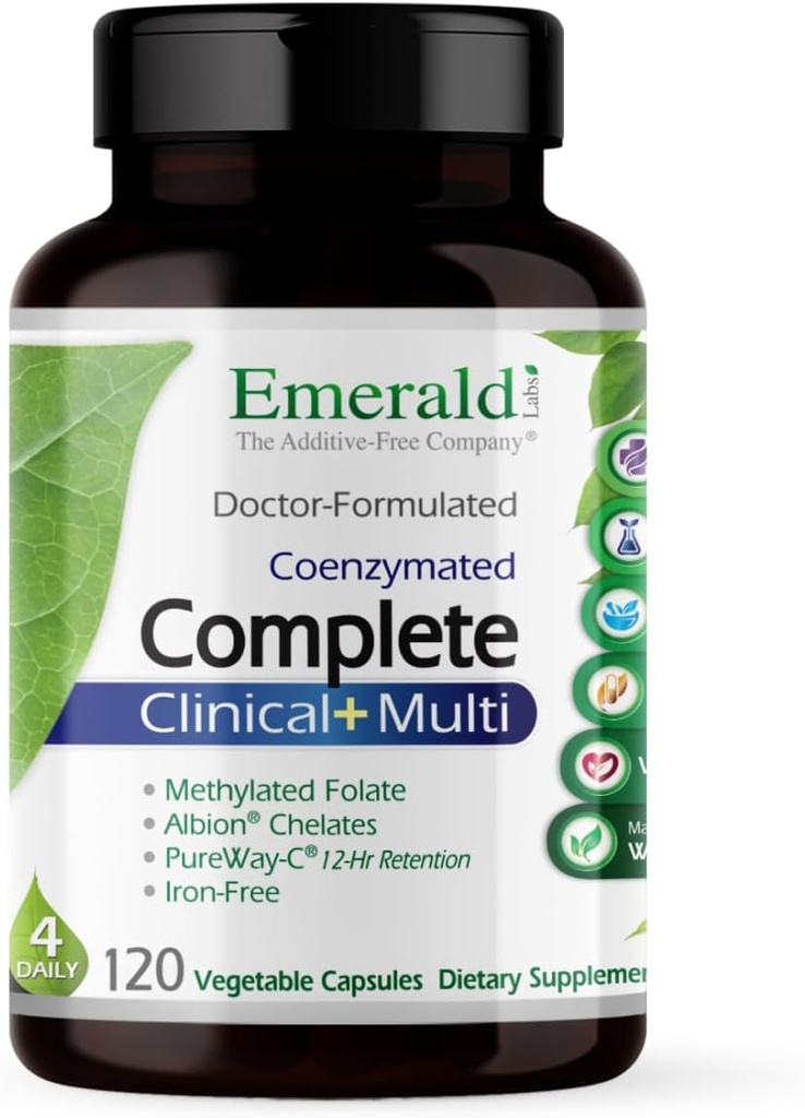 EMERALD LABS Complete Clinical Multi - Multivitamin with methylated folate, Vitamin D3, Digestive Enzymes & More for Gut Health, Immune Support & More* - 120 κάψουλες λαχανικών (30-Day Supply)