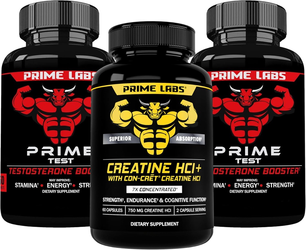 Prime Labs Prime Test (2-πακέτο) + Κάψουλες HCl Creatine (60 κόμης)