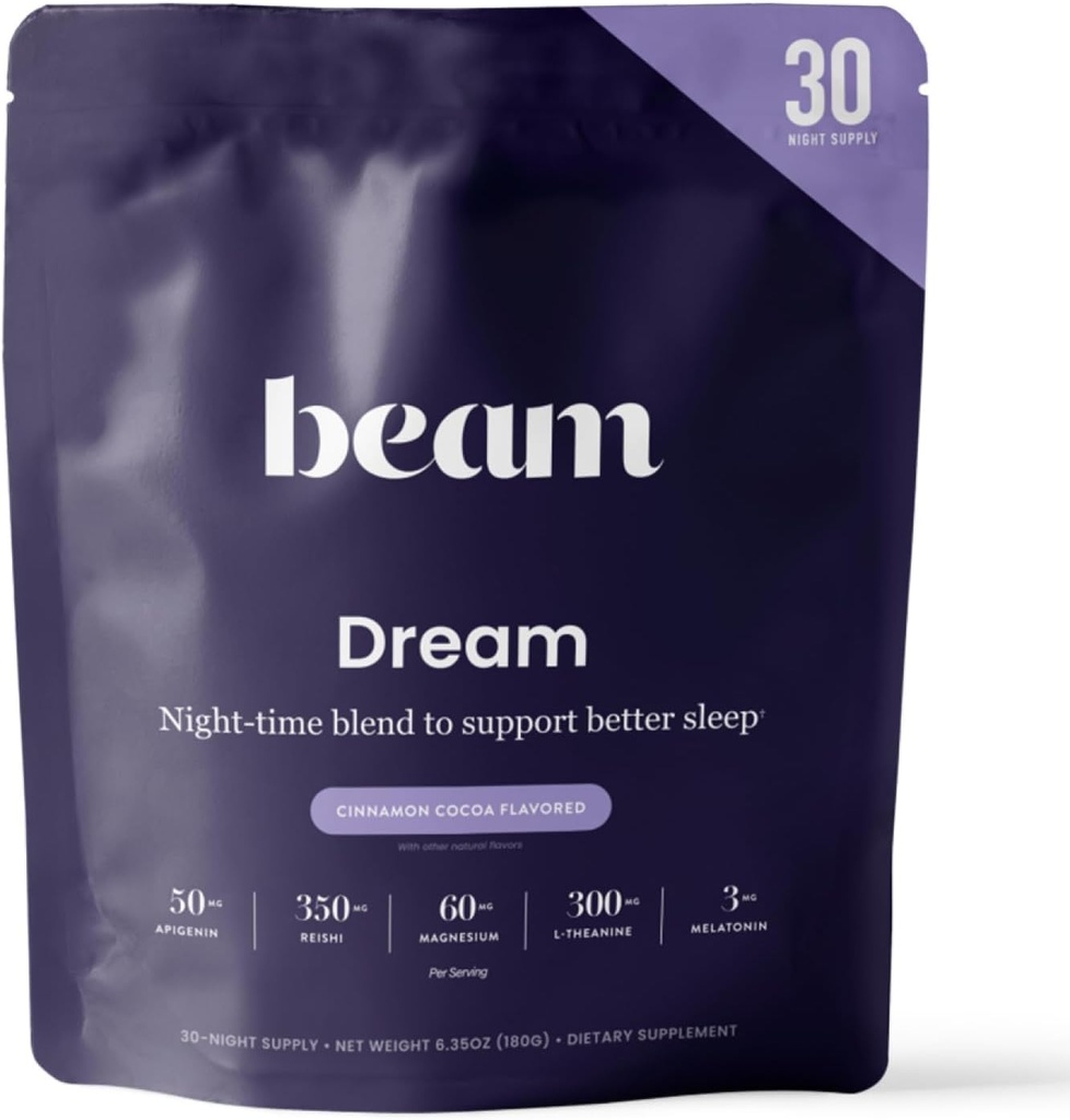 Beam Dream Sleep Toz, L-Theanine, Apigenin, Reishi ve Magnezyum, Üçüncü Parti Derin Uyku, Rahatlama ve Kurtarma için Doğal Uyku Desteği Test Edildi, 30 Hizmet
