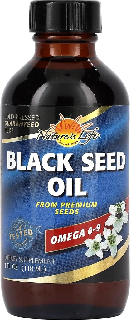 Natures Life Black Seed Oil, Cold-Pressed Black Cumin Tohum Yağı - Ortak, Digestive Health ve Immune Support - Lab Onaylandı, 60 Günlük Para Garanti - 23 Hizmet, 4 Fl. Oz.