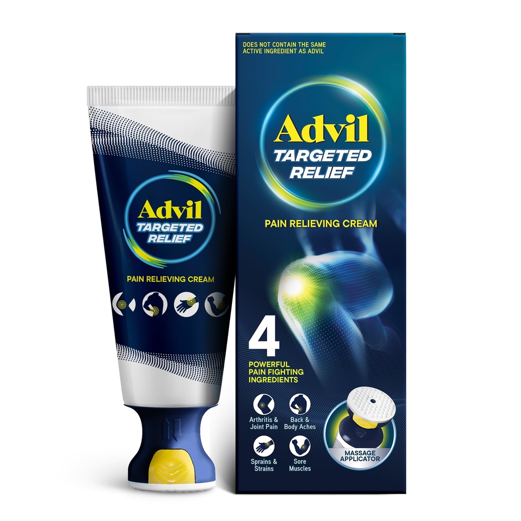 Advil Hedefli Relief Pain Relieving Cream with Masaj Applicator, Up to 8 Hours of Powerful Relief of Minor Arthritis Pain, Joint Pain, Lower Back Pain and Muscle Pain, 2.5 ozz