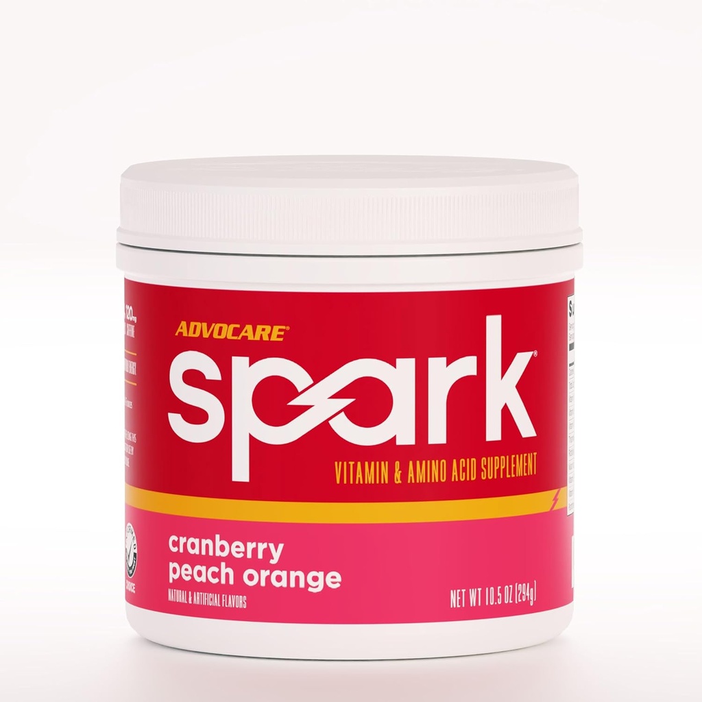 AdvoCare Spark Vitamin & Amino Asit Supplement - Focus & Energy Drink Toz Mix with Vitamin A, B-6, C & E - Ayrıca L-Carnitine & L-Tyrosine - Cranberry Peach - 10.5 oz