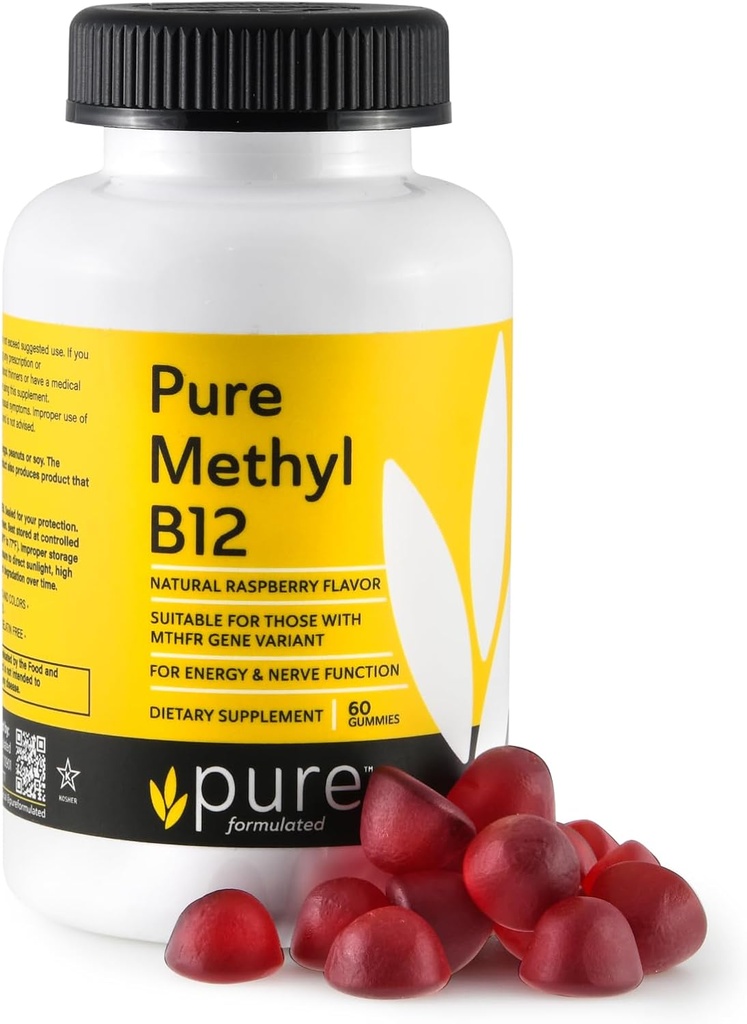 Methyl B12 Βιταμίνη Gummies - Vegan Βιταμίνη B12 methylcobalamin Gummies for Adults & Kids - Μασώμενα B-12 gummy for Energy & Nerve Function – Χωρίς γλουτένη, χωρίς γαλακτοκομικά, Kosher-60 Gummies 1500 mcg