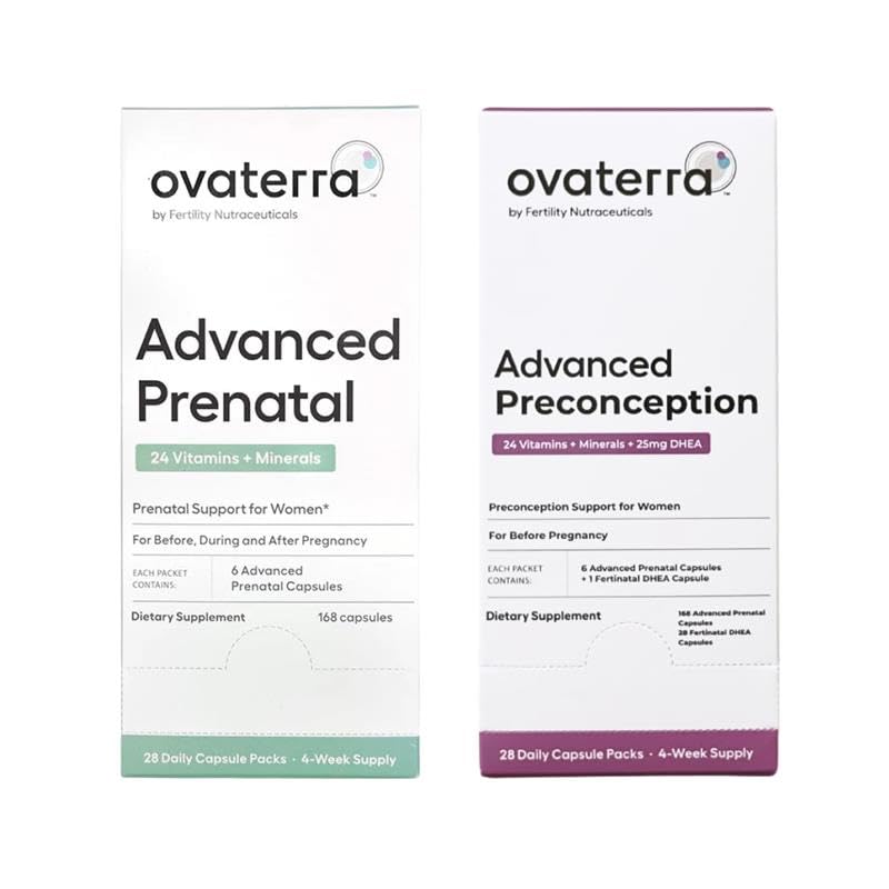 Ovaterra Advanced Prenatal & Preconception Multivitamin Sche for Women with DHEA 25mg, Choline 550 mg, Folate (Methylfolate) 1,010 mcg, Omega-3 DHA, EPA, Chelated Iron 364 Capsules - 28 Day Supply