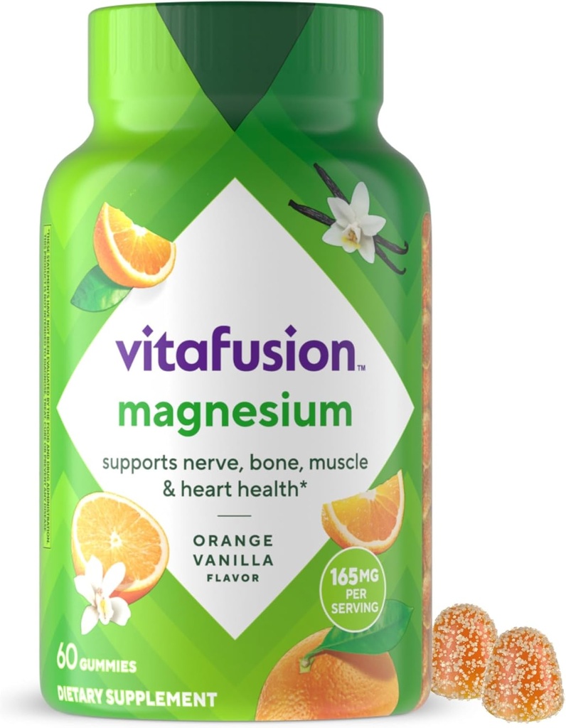 Vitafusion Magnesium Gummy συμπλήρωμα, Φέρτε ηρεμία στη ρουτίνα βιταμινών σας, Τροπική γεύση εσπεριδοειδών, 60 Gummies