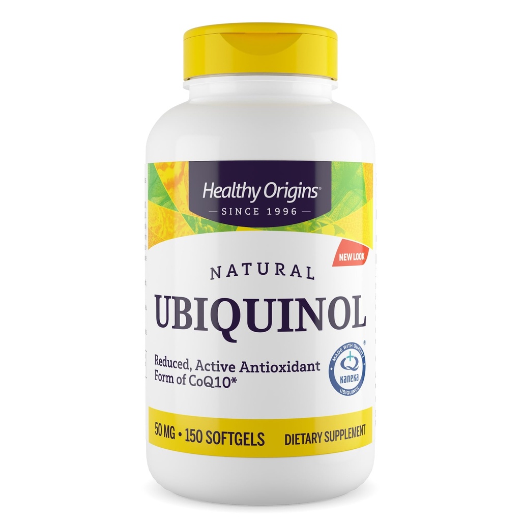 Sağlıklı Origins Ubiquinol (CoQ10), 50 mg - Ubiquinol Supplements for Heart Health & Antioksi Support - Gluten-Free & Non-GMO Supplement - 150 Softgels