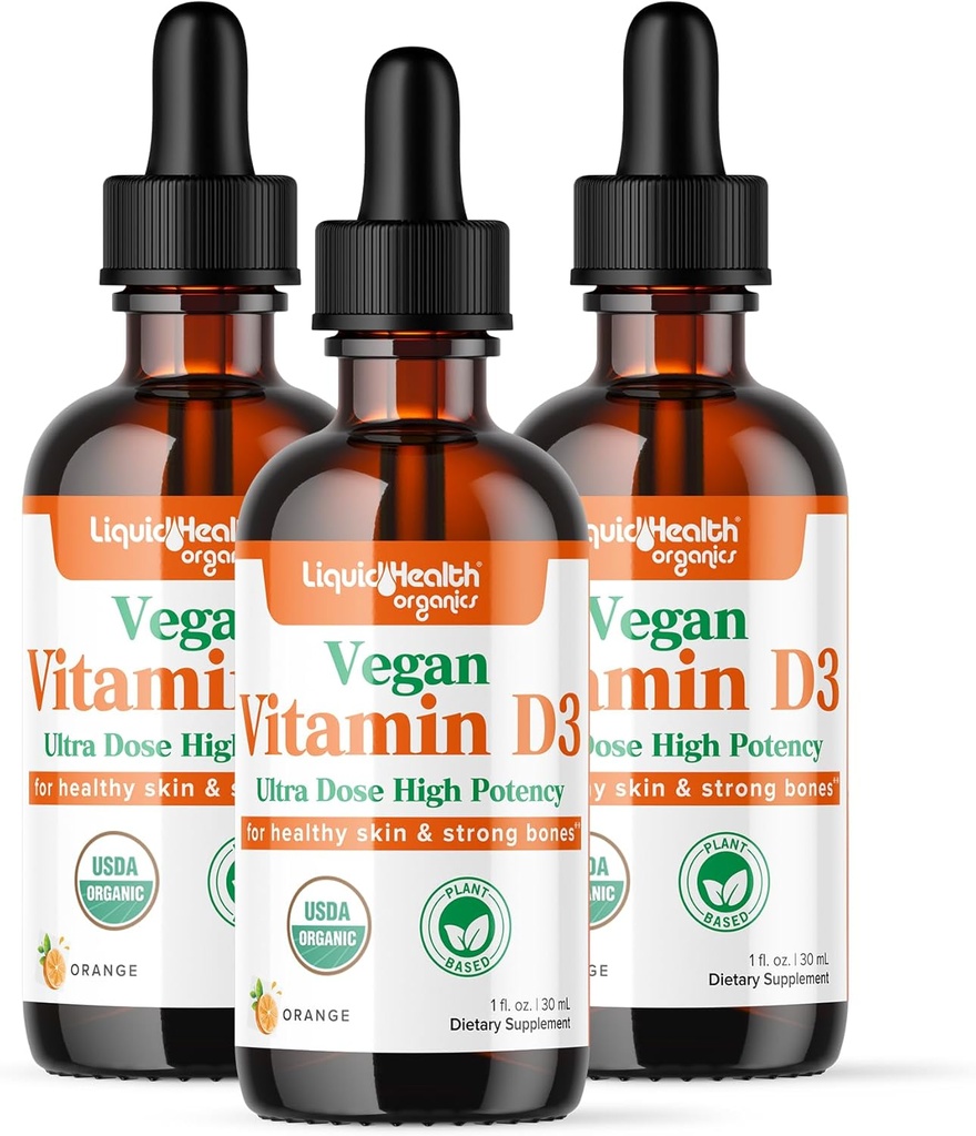 LIQUIDHEAL Vitamin D3 4000 IU, USDA Organik Vitamin D Sıvı Ölçeği Yetişkinler ve Çocuklar için, Vegan Vitamin D, Immune System Support, Bone Health, Mood Support, Health Skin - ABD'de ( Pack)