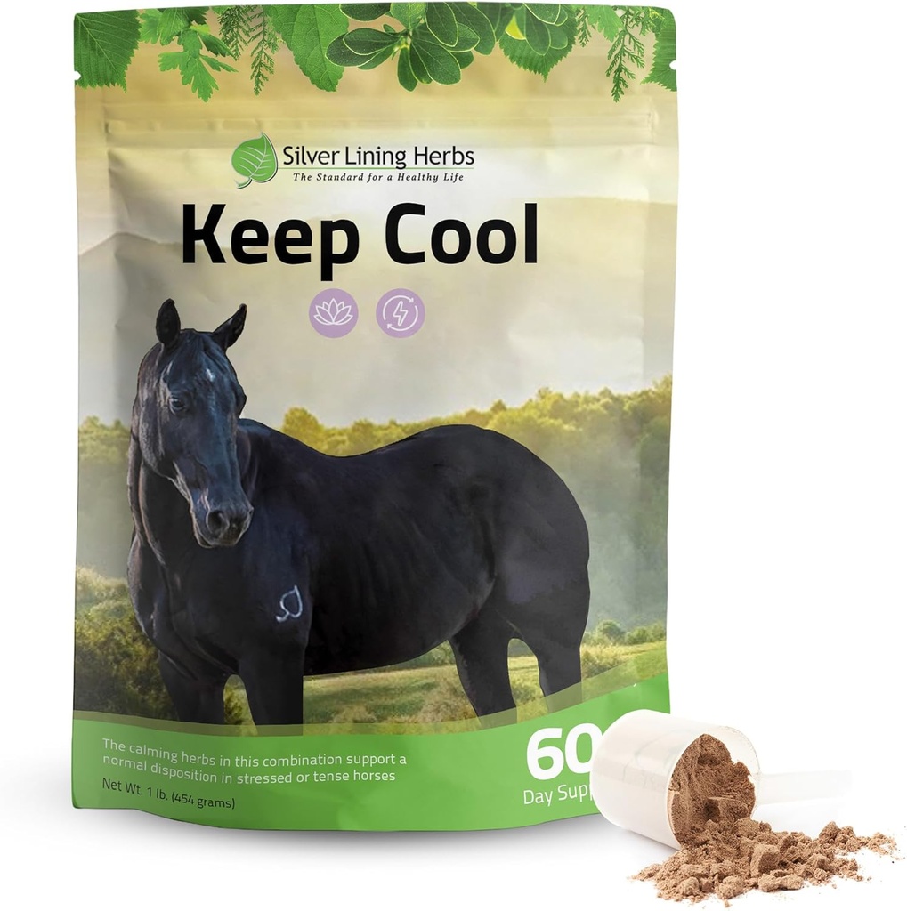 Silver Lining Herbs Cool Horse Calming Supplement - At Health Calm & Focus Supplement - At Calming Supplements with Natural Herbs including Chamomile, Echinacea, & More - 1 lb 60-Day Supply