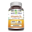 Amazing Formulas Vitamin D3 Olive Oil 5000 IU Supplement | Softgels | Non-GMO | Gluten-Free | Made in USA (1 Pack | 360 Count)