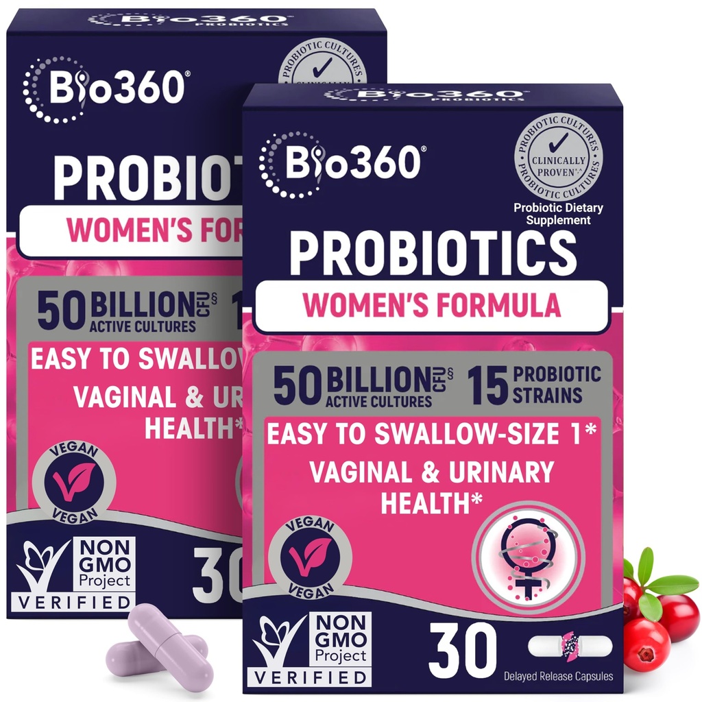 Kadınlar için Biyo360 Probiyotikler Vajinal Sağlık - pH Dengesi, Vaginal, Urinary, & Digestive Health - 50 Milyar CFU & 15 Benzersiz Strains for Health Vaginal Odor & Vaginal Flora - Raf Stable